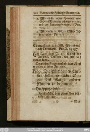 Evangelium am XIII. Sonntage nach Trinitatis. Luc. X, 23 - 37.
