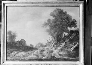 Dorfweg mit ruhenden Wanderern