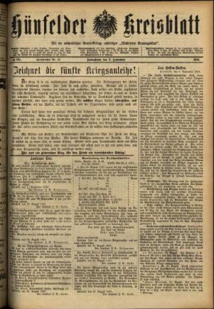 Ausgabe vom Samstag, den 02. September 1916.