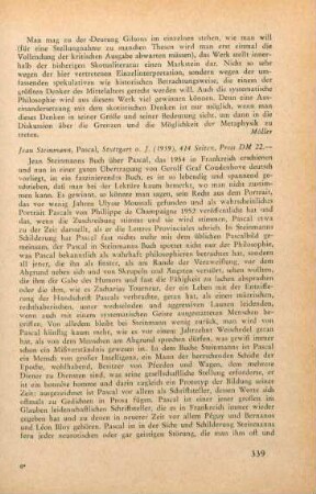 339-342 [Rezension] Steinmann, Jean, Pascal