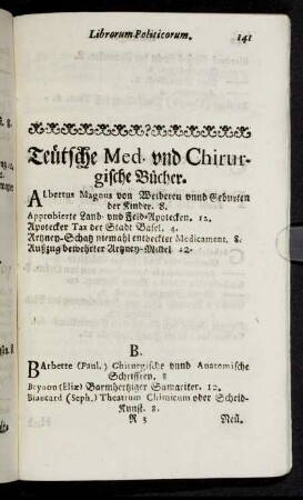 Teutsche Med. und Chirurgische Bücher.