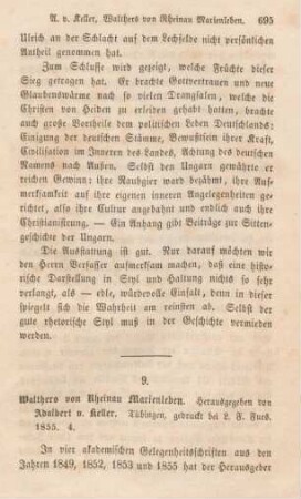 695-697 [Rezension] Keller, Adalbert von, Walther von Rheinaus Marienleben