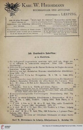 Joh. Overbeck's Schriften