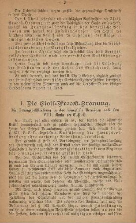 I. Die Civil-Proceß-Ordnung