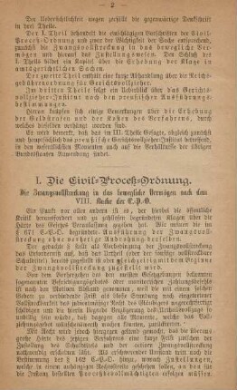 I. Die Civil-Proceß-Ordnung