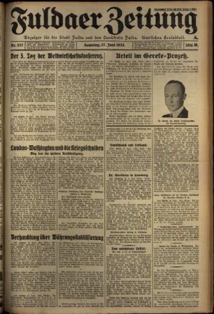 Ausgabe vom Samstag, den 17. Juni 1933.