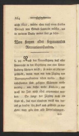 Von freyen oder sogenannten Recreationsstunden