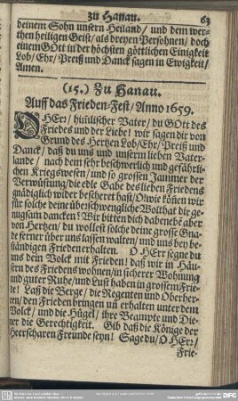(15.) Zu Hanau. Auff das Frieden-Fest, Anno 1659