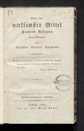 Ueber die wirksamsten Mittel Kindern Religion beyzubringen