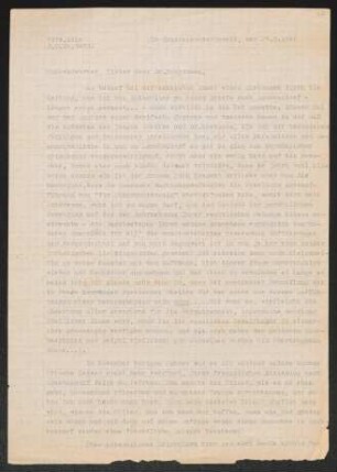Brief von Helmut R. Külz an Gerhart Hauptmann