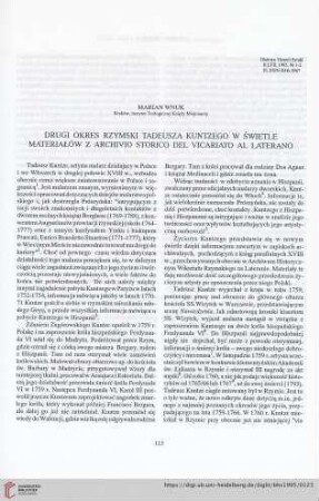 57: Drugi okres rzymski Tadeusza Kuntzego w świetle materiałów z Archivio Storico del Vicariato al Laterno