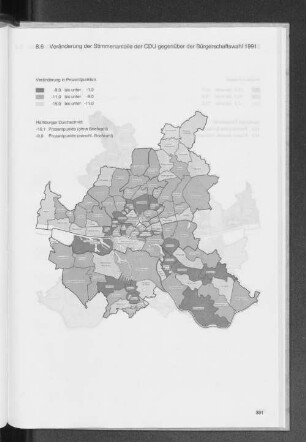 8.6 Veränderung der Stimmenanteile der CDU gegenüber der Bürgerschaftswahl 1991