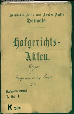Krieger, Jobst gegen das Kaufmannsamt zu Lemgo - Gildestreitigkeit