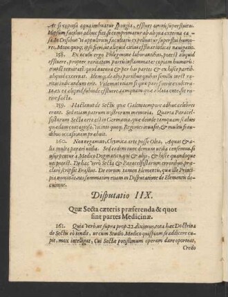 Disputatio IIX. Quae Secta caeteris praeferenda & quot sint partes Medicinae.