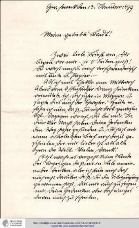 Brief vom 13.01.1899