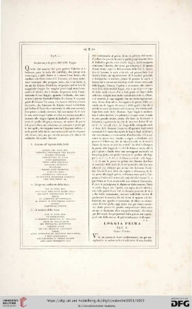 Tav. I: La pianta, e le generalità delle Loggie