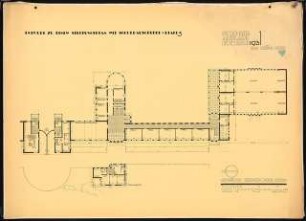 Siedlungsplan mit Schulhausgruppe Schinkelwettbewerb 1931: Schulkomplex: (Teil-)Grundriss EG 1:200