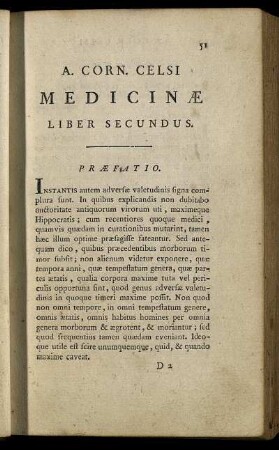 A. Corn. Celsi Medicinæ. Liber Secundus.