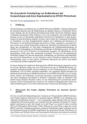 Die dynamische Verknüpfung von Kollokationen mit Korpusbelegen und deren Repräsentationen im DWDS-Wörterbuch