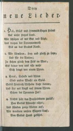 Drey neue Lieder.