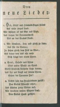 Drey neue Lieder.