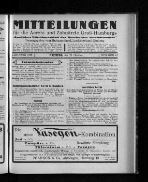 Jahrgang 1927, Hamburg, den 23. Oktober, Nummer 43