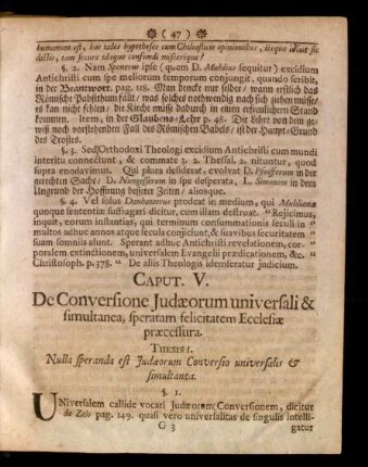 Caput. V. De Conversione Judaeorum universali ...