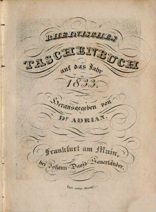 Rheinisches Taschenbuch auf das Jahr .... 1833, 1833
