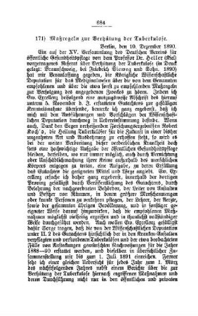 Maßregeln zur Verhütung der Tuberkulose : [A. Behörden und Beamte]