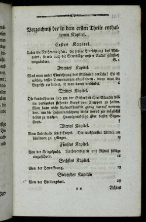 Verzeichniß der in dem ersten Theile enthaltenen Kapitel. - Verzeichniß der in dem zweyten Theile enthaltenen Kapitel. -