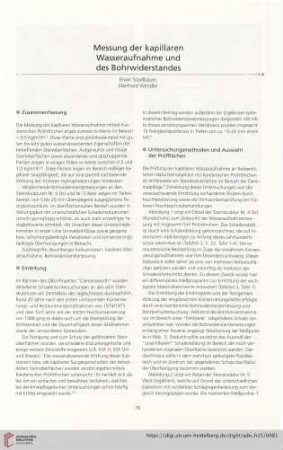 Messung der kapillaren Wasseraufnahme und des Bohrwiderstandes