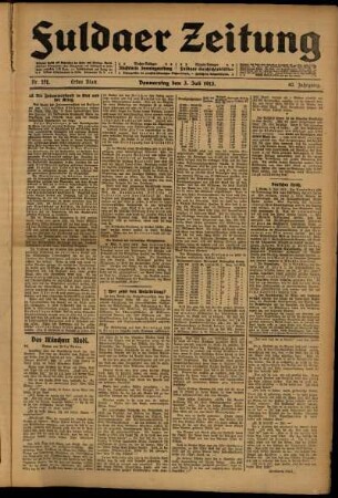 Erste Ausgabe vom Donnerstag, den 03. Juli 1913.
