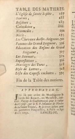 Approbation. Privilege du Roy.