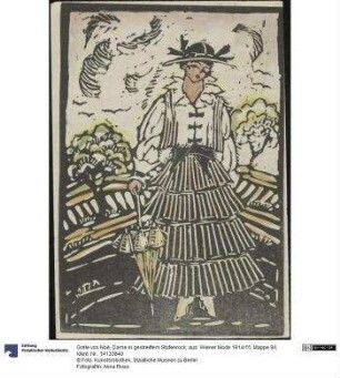 Dame in gestreiftem Stufenrock, aus: Wiener Mode 1914/15, Mappe 9/I