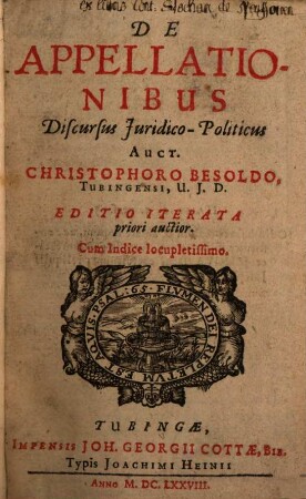 De Appellationibus Discursus Iuridico-Politicus