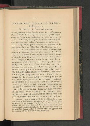 The Telegraph Department in Persia: An Explanation.