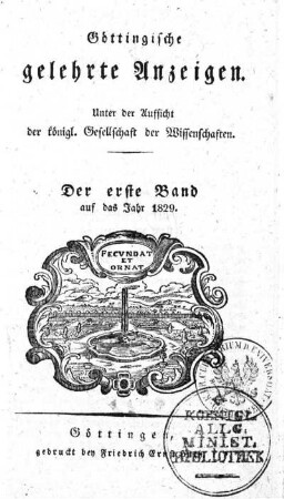 1829,1: Göttingische gelehrte Anzeigen