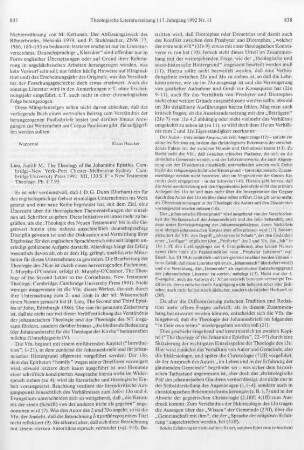 837-840 [Rezension] Lieu, Judith, The theology of the Johannine Epistles