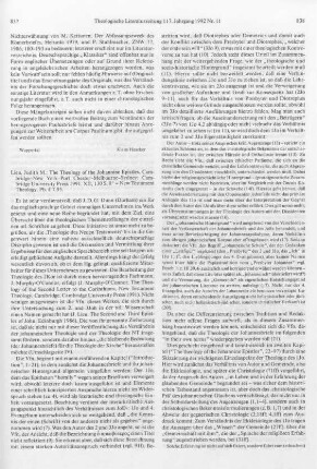 837-840 [Rezension] Lieu, Judith, The theology of the Johannine Epistles
