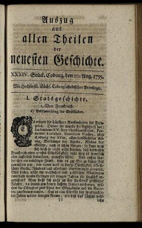 XXXIV. Stück. Coburg, den 20. Aug. 1755.
