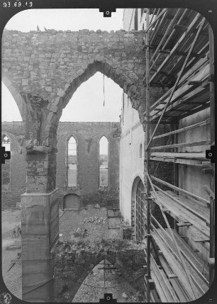 Magdeburg-Altstadt, Johannisbergstraße. Ruine der Kirche St. Johannis. Teilansicht