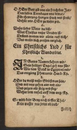 Ein Geistlichs Lied/ Für Christliche Wanderleut.