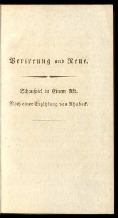 Verirrung und Reue
