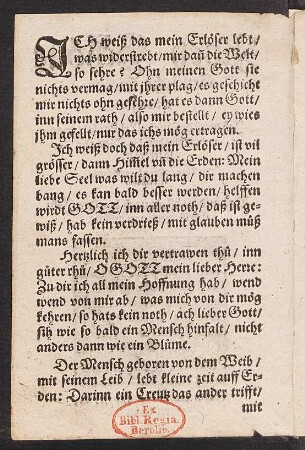 Jch weiß das mein Erlöser lebt/ was widerstrebt/