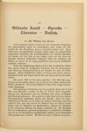 III. Bildende Kunst - Sprache - Literatur - Aufsatz