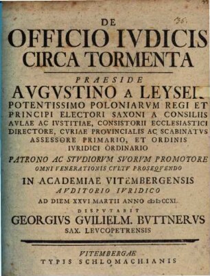 De officio iudicis circa tormenta