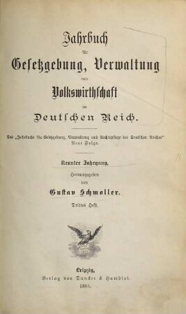 Jahrbuch für Gesetzgebung, Verwaltung und Volkswirtschaft im Deutschen Reich. 9. 1885, b