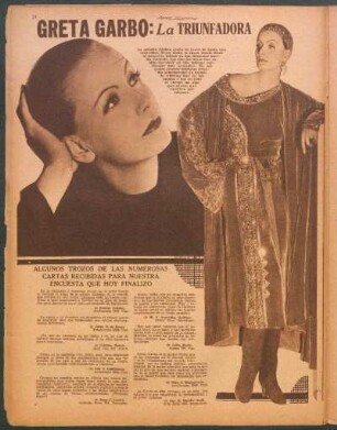 Greta Garbo: La triunfadora : Algunos trozos de las numerosas cartas recibidas para nuestra encuesta que hoy finalizo