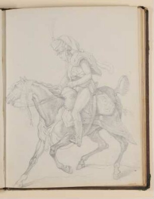 Reitender Soldat mit Husarenmütze [aus einem Skizzenbuch von unbekannter Hand, evtl. des Louis Thomassin]