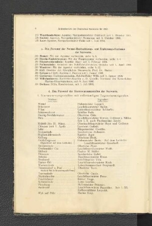 1. Sturmwarnungsstellen mit vollständigen Tagessturmsignalen.
